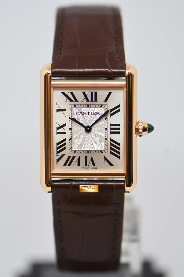 [SOLD] CARTIER TANK LOUIS CARTIER ROSE GOLD IN LEATHER LARGE MODEL MANUAL WINDING WGTA0011 (MINT)