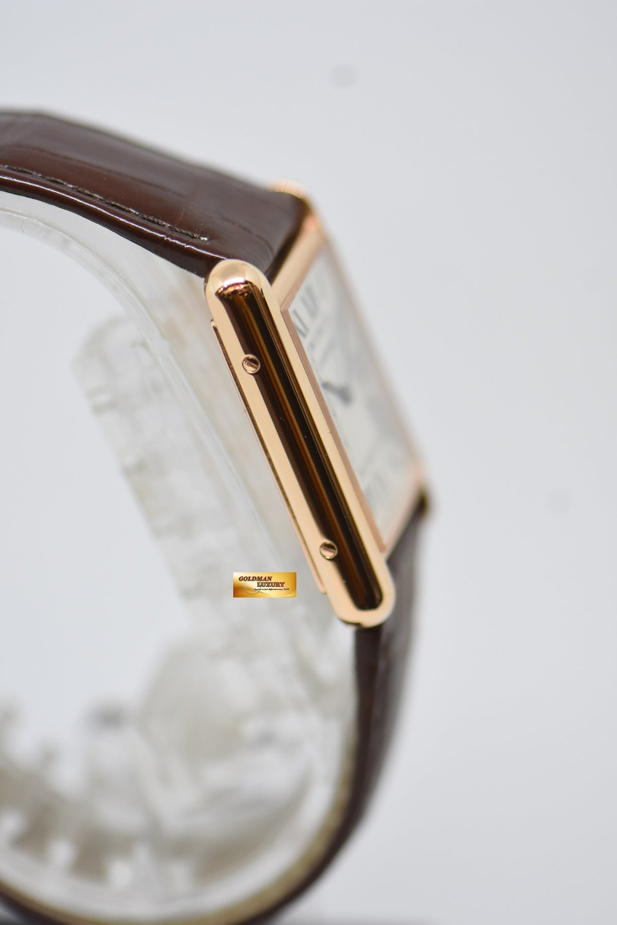 [SOLD] CARTIER TANK LOUIS CARTIER ROSE GOLD IN LEATHER LARGE MODEL MANUAL WINDING WGTA0011 (MINT)