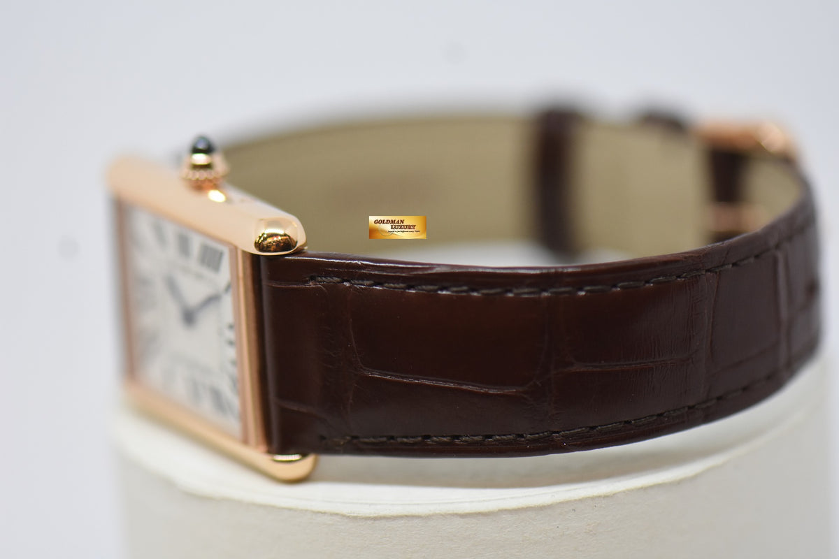 [SOLD] CARTIER TANK LOUIS CARTIER ROSE GOLD IN LEATHER LARGE MODEL MANUAL WINDING WGTA0011 (MINT)