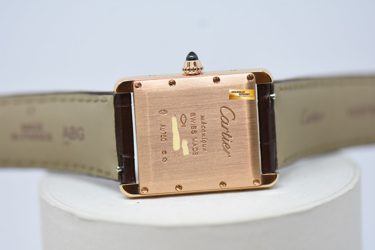 [SOLD] CARTIER TANK LOUIS CARTIER ROSE GOLD IN LEATHER LARGE MODEL MANUAL WINDING WGTA0011 (MINT)