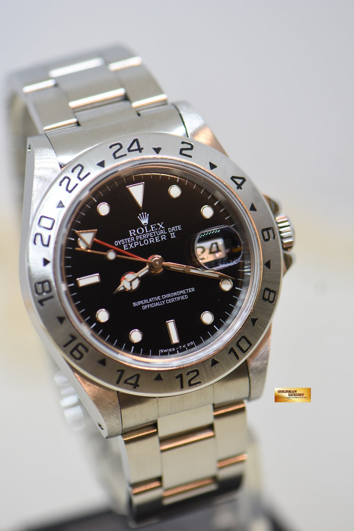 [SOLD] ROLEX OYSTER PERPETUAL EXPLORER II 40mm STEEL BLACK TRITIUM DIAL CALIBRE 3185 16570 (PINHOLE-NON SOLID END LINKS) (MINT)