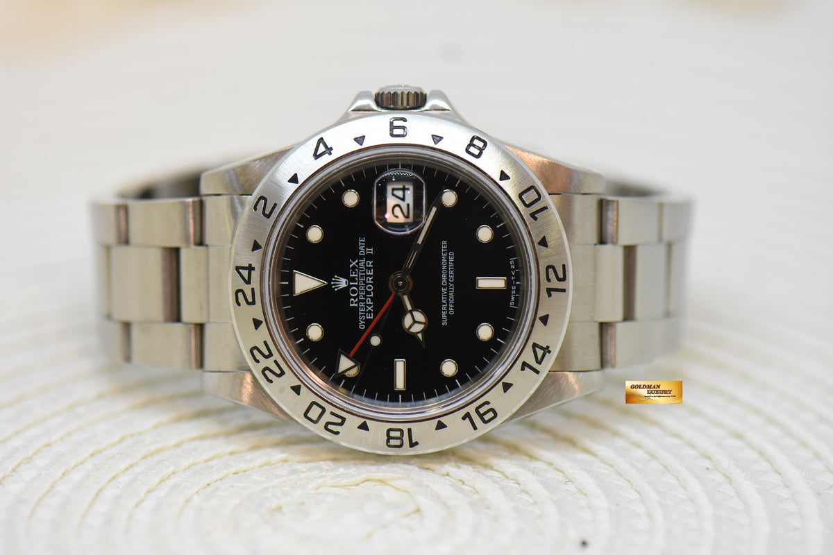 [SOLD] ROLEX OYSTER PERPETUAL EXPLORER II 40mm STEEL BLACK TRITIUM DIAL CALIBRE 3185 16570 (PINHOLE-NON SOLID END LINKS) (MINT)