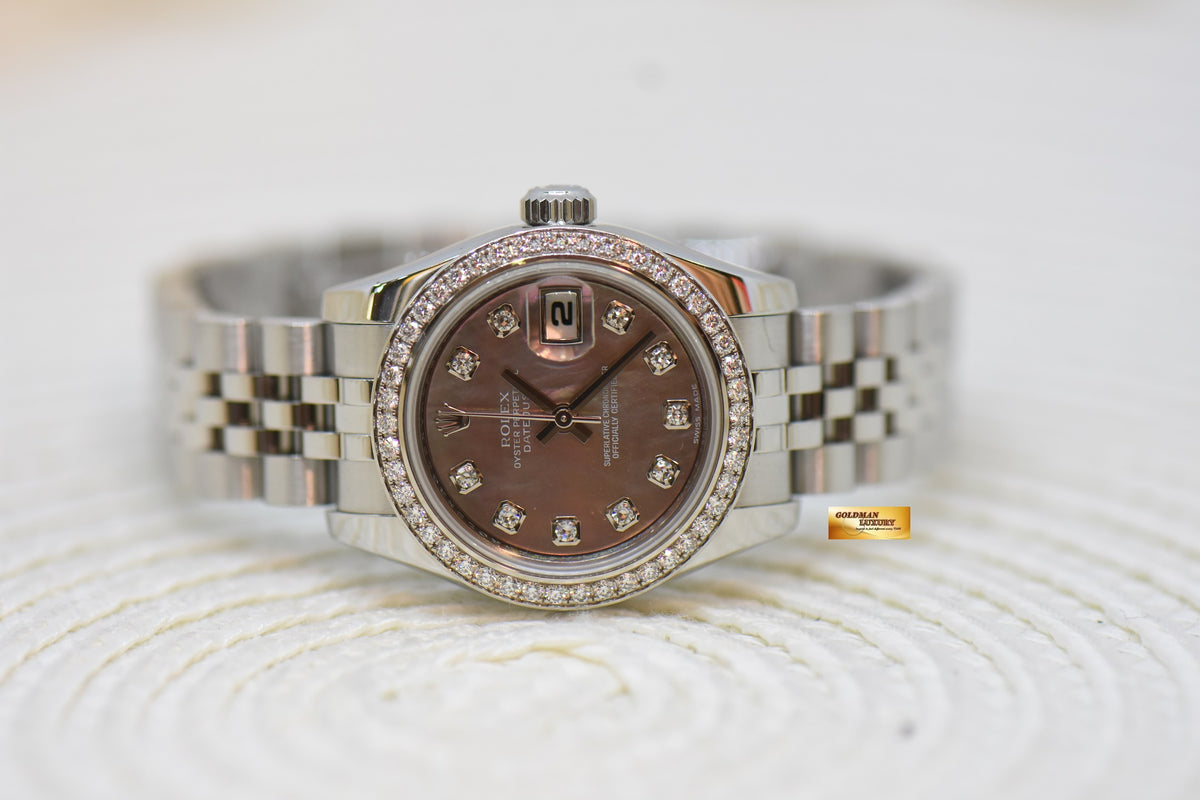 [SOLD] ROLEX OYSTER PERPETUAL DATEJUST 26mm MOP ORIGINAL DIAMOND DIAL & BEZEL STEEL JUBILEE 179384 (MINT)