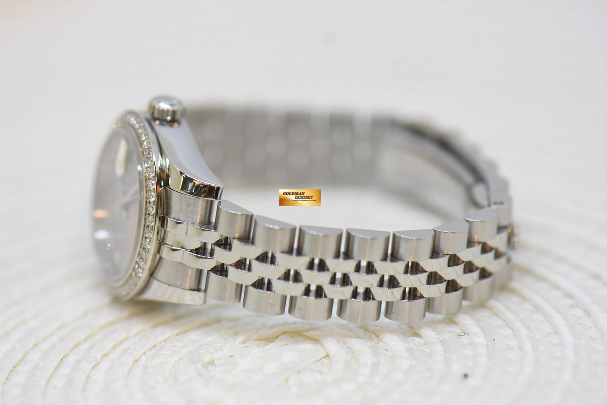 [SOLD] ROLEX OYSTER PERPETUAL DATEJUST 26mm MOP ORIGINAL DIAMOND DIAL & BEZEL STEEL JUBILEE 179384 (MINT)