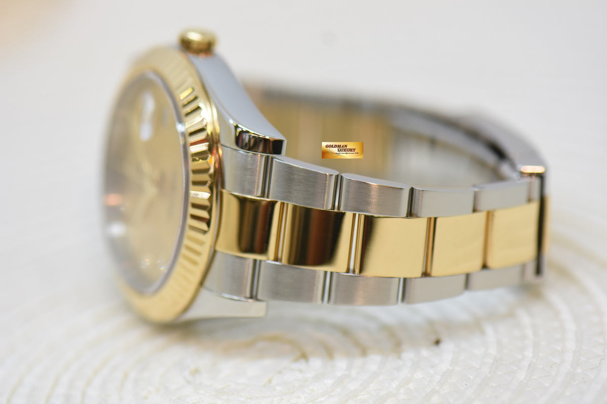 [SOLD] ROLEX OYSTER PERPETUAL DATEJUST II 41mm GOLD / STEEL IN OYSTER BRACELET GOLD DIAMOND DIAL 116333 (MINT)