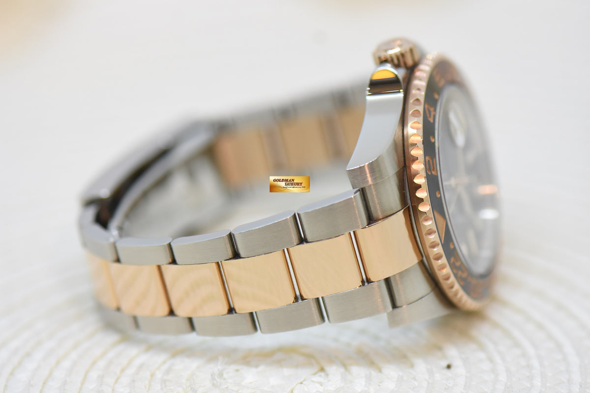 [SOLD] ROLEX OYSTER PERPETUAL GMT-MASTER II “ROOT-BEER” CERAMIC BROWN BEZEL EVEROSE GOLD / STEEL BRACELET 126711CHNR (MINT)
