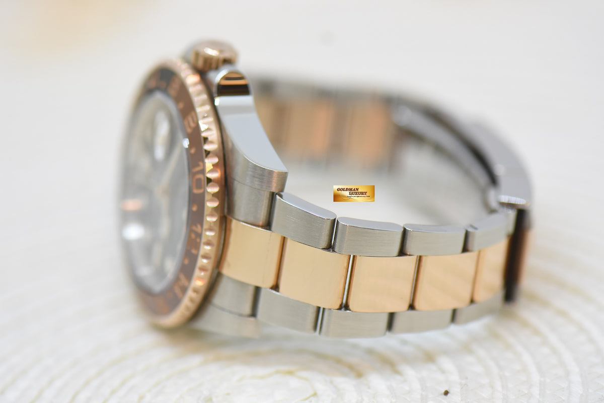 [SOLD] ROLEX OYSTER PERPETUAL GMT-MASTER II “ROOT-BEER” CERAMIC BROWN BEZEL EVEROSE GOLD / STEEL BRACELET 126711CHNR (MINT)