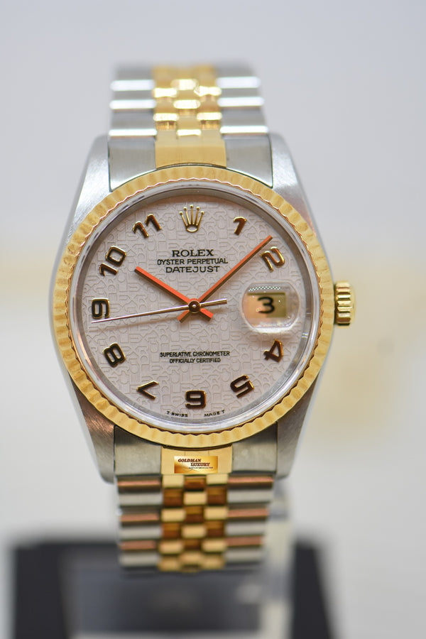 [SOLD] ROLEX OYSTER DATEJUST 36mm HALF-GOLD IN JUBILEE BRACELET COMPUTER ARABIC NUMERAL DIAL 16233 (QUICKSET-DATE) (MINT)