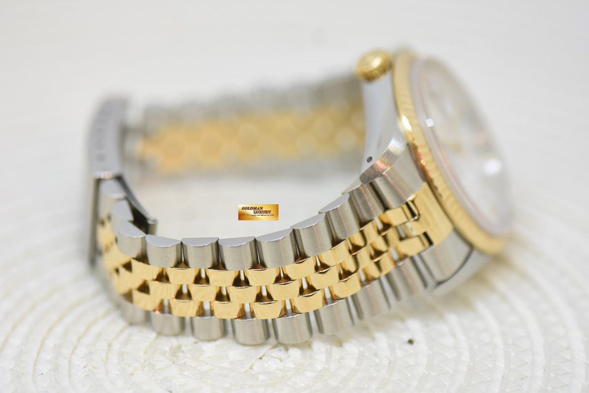 [SOLD] ROLEX OYSTER DATEJUST 36mm HALF-GOLD IN JUBILEE BRACELET WHITE DIAMOND ROMAN DIAL 16233 (QUICKSET-DATE) (MINT)