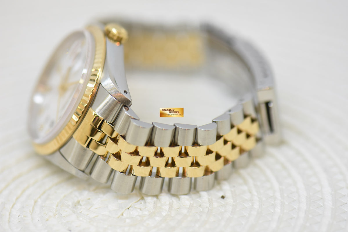 [SOLD] ROLEX OYSTER DATEJUST 36mm HALF-GOLD IN JUBILEE BRACELET WHITE DIAMOND ROMAN DIAL 16233 (QUICKSET-DATE) (MINT)