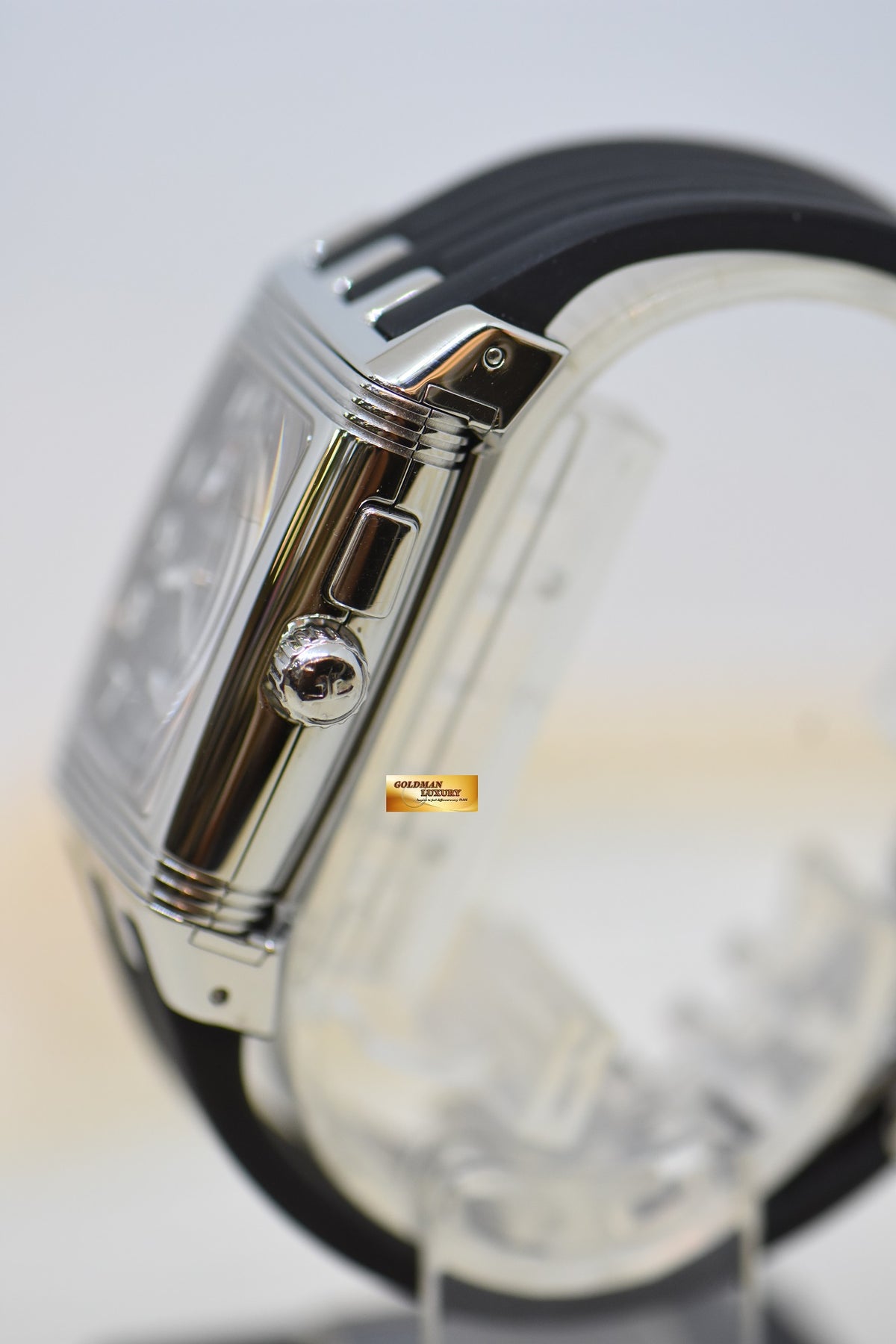 [SOLD] JLC REVERSO DUO GRANSPORT BLACK DIAL STEEL IN RUBBER STRAP MANUAL WINDING 295.8.51 (MINT)