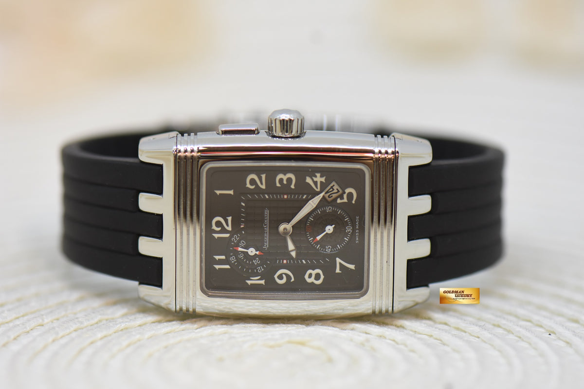 [SOLD] JLC REVERSO DUO GRANSPORT BLACK DIAL STEEL IN RUBBER STRAP MANUAL WINDING 295.8.51 (MINT)