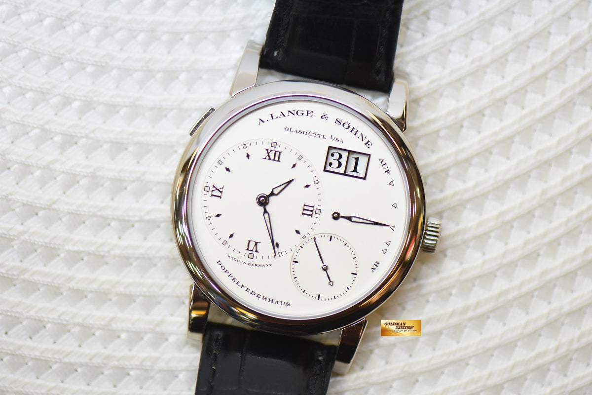 [SOLD] A.LANGE & SOHNE LANGE 1 SILVER DIAL BIG DATE POWER RESERVE WHITE GOLD IN LEATHER STRAP MANUAL WINDING 101.039 (MINT)