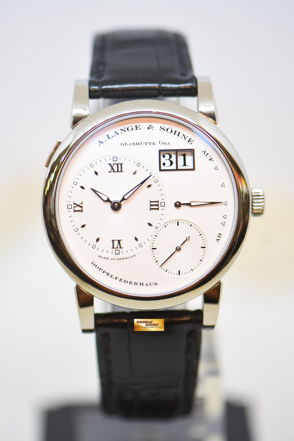[SOLD] A.LANGE & SOHNE LANGE 1 SILVER DIAL BIG DATE POWER RESERVE WHITE GOLD IN LEATHER STRAP MANUAL WINDING 101.039 (MINT)