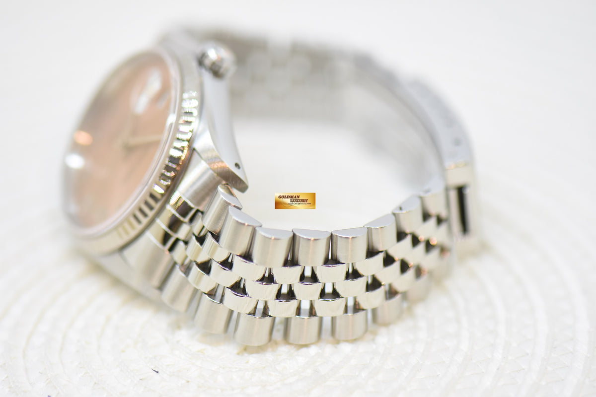 [SOLD] ROLEX OYSTER DATEJUST 36mm STEEL IN JUBILEE BRACELET SALMON ROMAN DIAL 16234 (QUICKSET-DATE) (MINT)