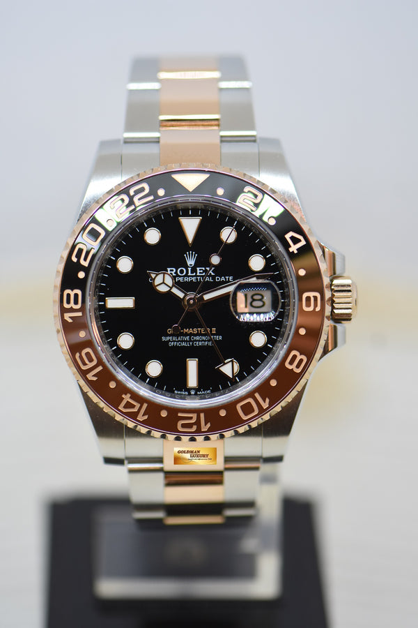 [SOLD] ROLEX OYSTER PERPETUAL GMT-MASTER II “ROOT-BEER” CERAMIC BROWN BEZEL EVEROSE GOLD / STEEL BRACELET 126711CHNR (MINT)
