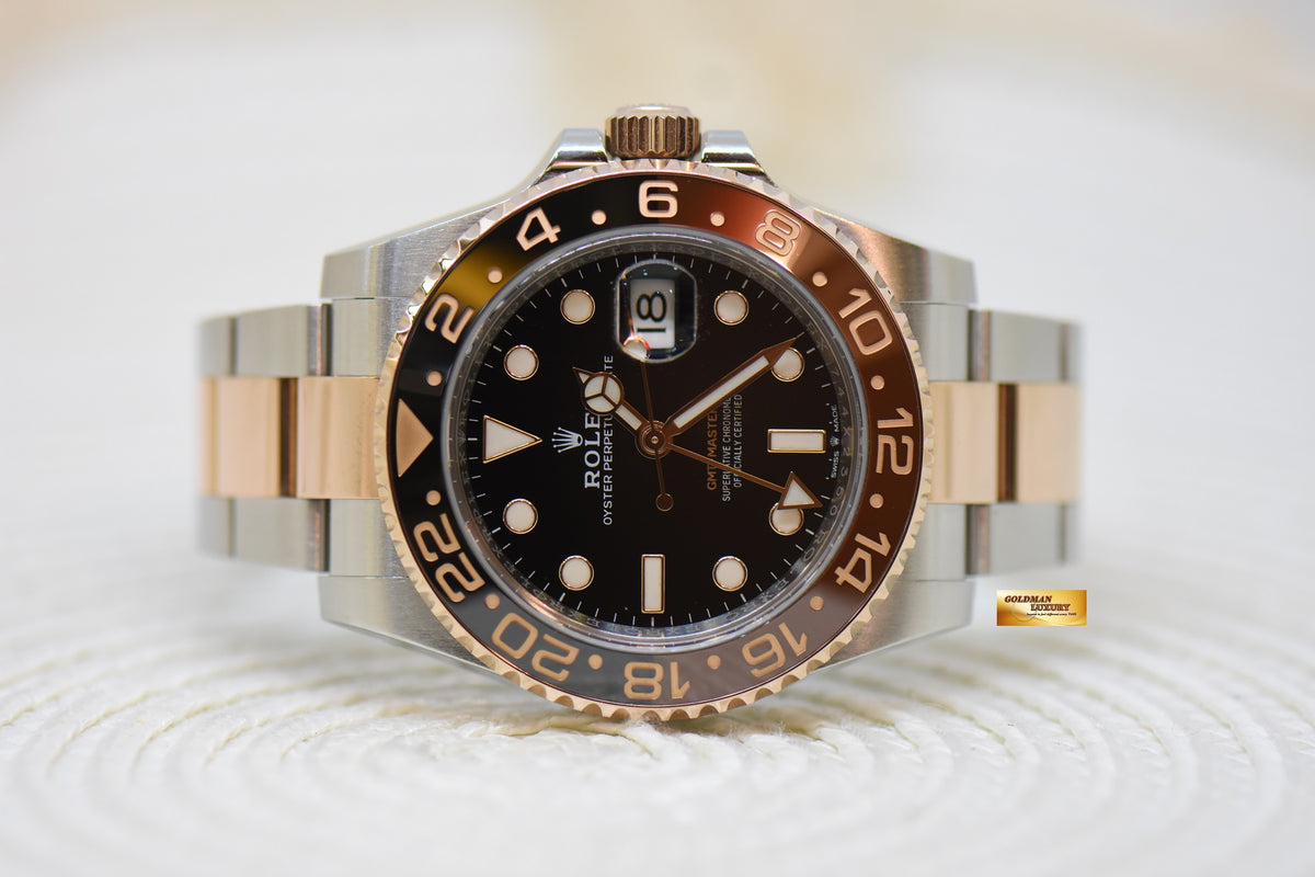 [SOLD] ROLEX OYSTER PERPETUAL GMT-MASTER II “ROOT-BEER” CERAMIC BROWN BEZEL EVEROSE GOLD / STEEL BRACELET 126711CHNR (MINT)