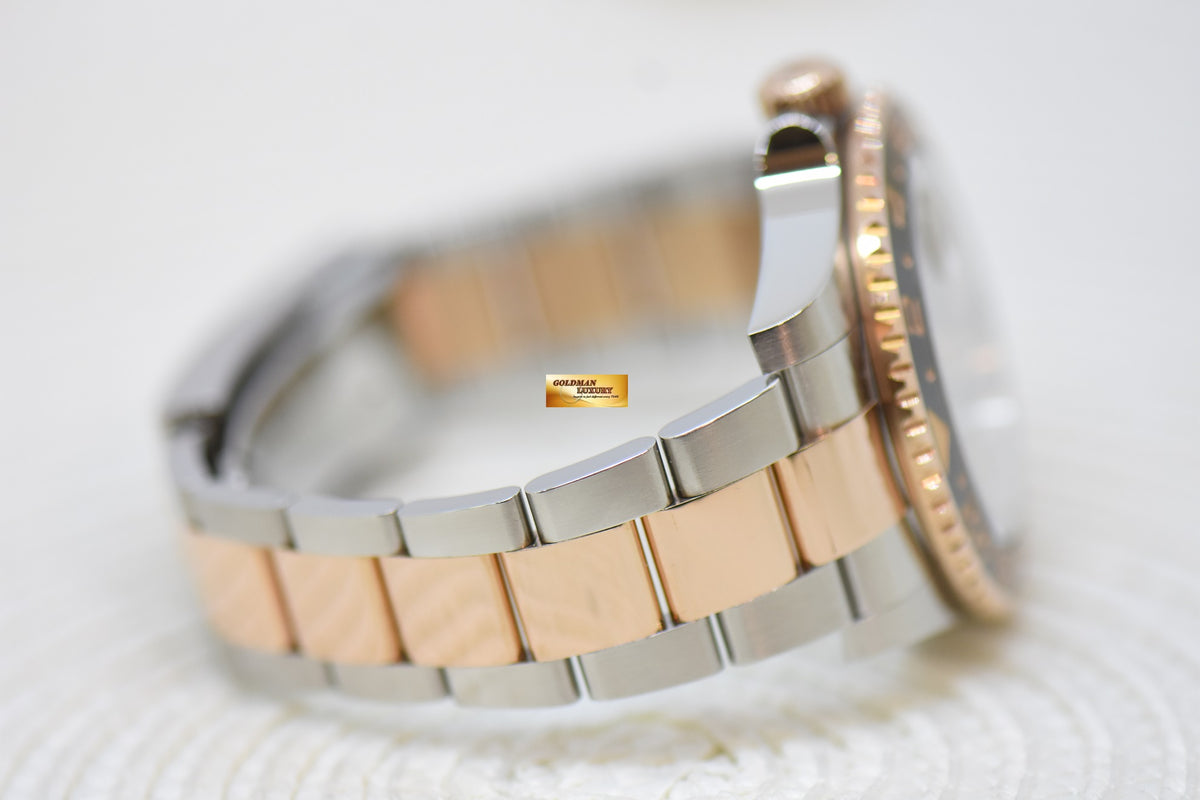 [SOLD] ROLEX OYSTER PERPETUAL GMT-MASTER II “ROOT-BEER” CERAMIC BROWN BEZEL EVEROSE GOLD / STEEL BRACELET 126711CHNR (MINT)