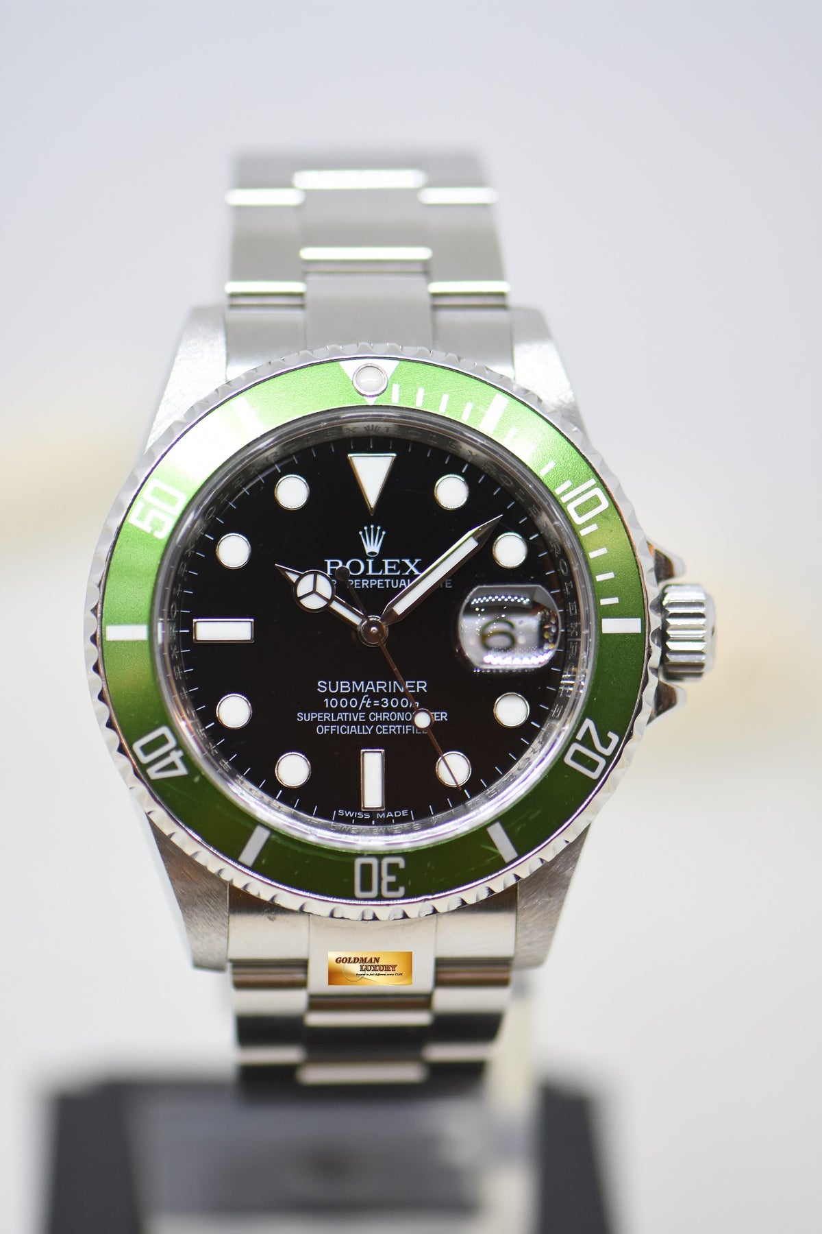 [SOLD] ROLEX OYSTER PERPETUAL SUBMARINER “KERMIT” 40mm STEEL IN BRACELET GREEN BEZEL 16610LV (MINT)