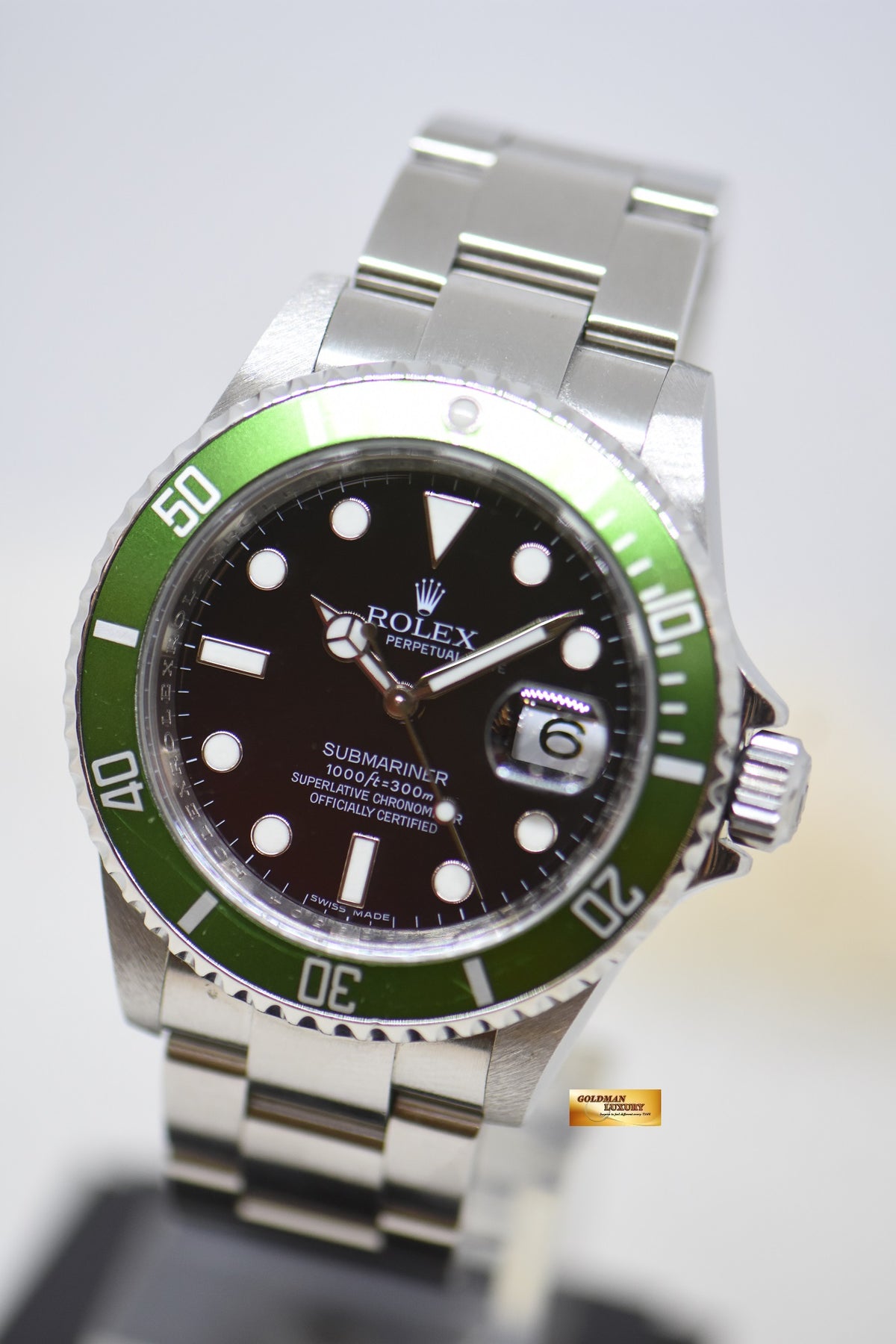 [SOLD] ROLEX OYSTER PERPETUAL SUBMARINER “KERMIT” 40mm STEEL IN BRACELET GREEN BEZEL 16610LV (MINT)