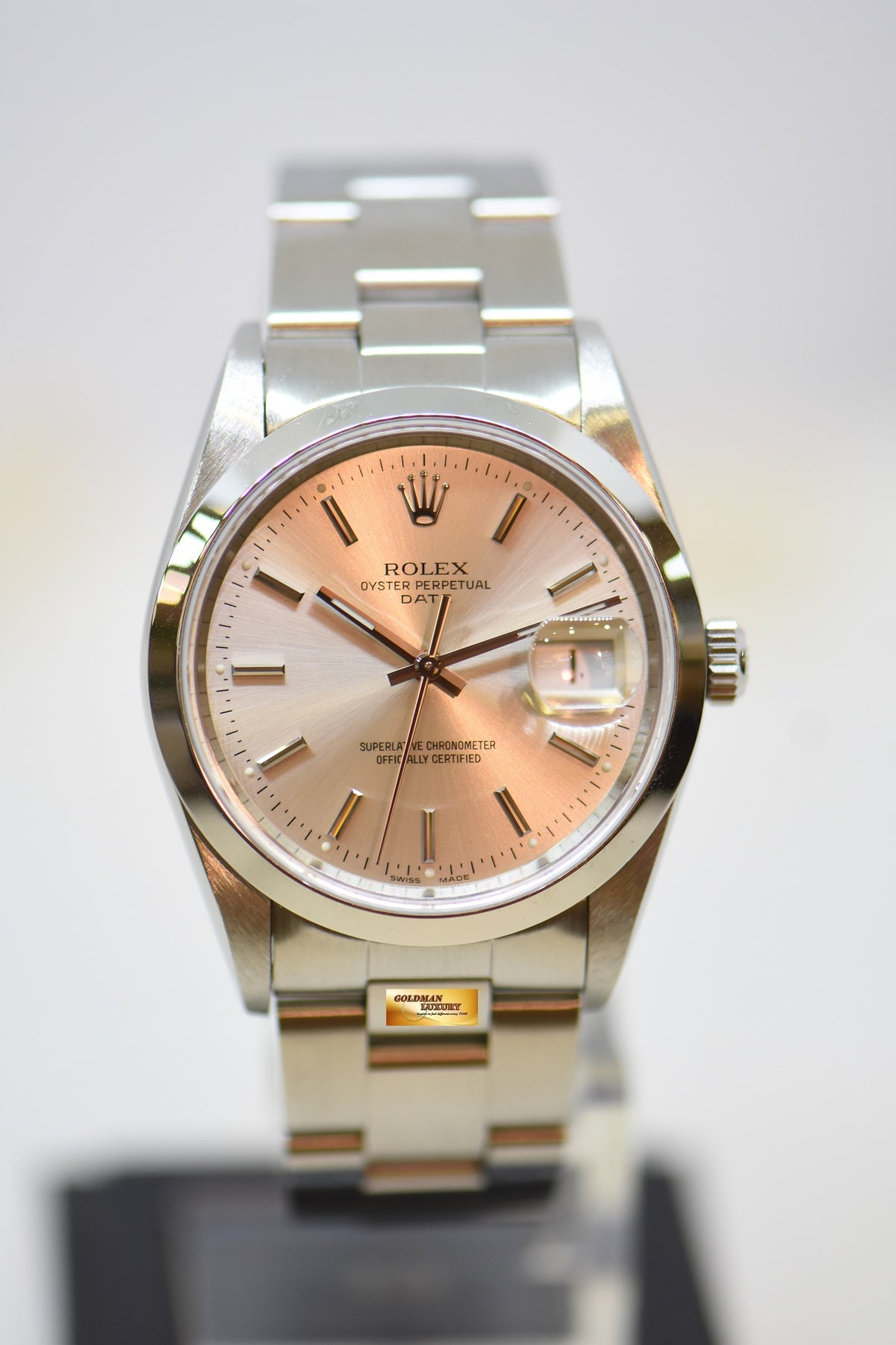 [SOLD] ROLEX OYSTER PERPETUAL DATE 34mm STEEL IN BRACELET SILVER DIAL 15200 (QUICKSET-DATE) (MINT)