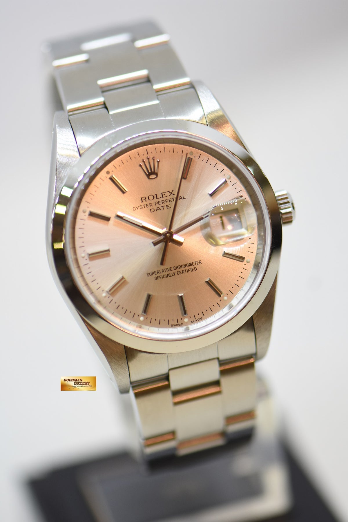 [SOLD] ROLEX OYSTER PERPETUAL DATE 34mm STEEL IN BRACELET SILVER DIAL 15200 (QUICKSET-DATE) (MINT)