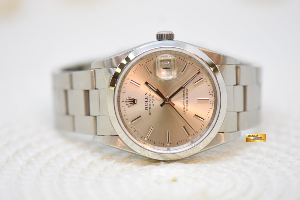[SOLD] ROLEX OYSTER PERPETUAL DATE 34mm STEEL IN BRACELET SILVER DIAL 15200 (QUICKSET-DATE) (MINT)