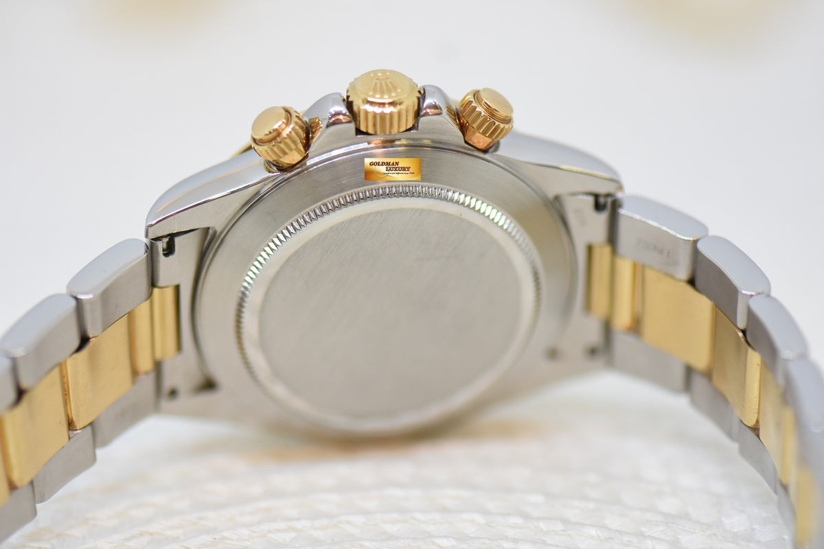 [SOLD] ROLEX OYSTER PERPETUAL DAYTONA ZENITH MVT CHRONOGRAPH 40mm HALF-GOLD IN OYSTER BRACELET BLACK AGED DIAL 16523 (AGED PERTINA)
