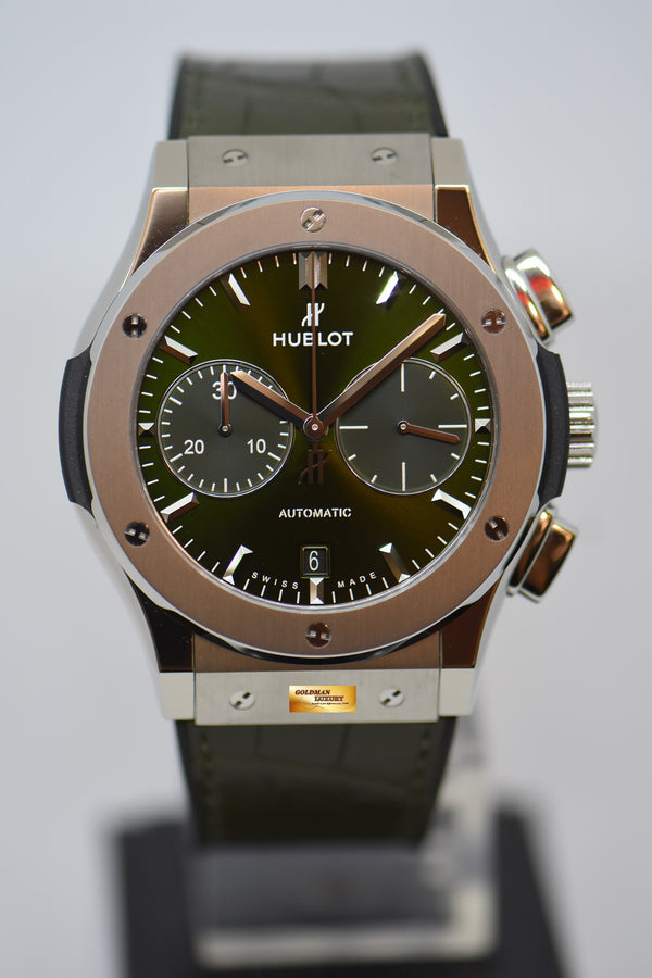 [SOLD] HUBLOT CLASSIC FUSION 45mm CHRONOGRAPH TITANIUM GREEN DIAL 521.NX.8970.LR (NEW-UNWORN)