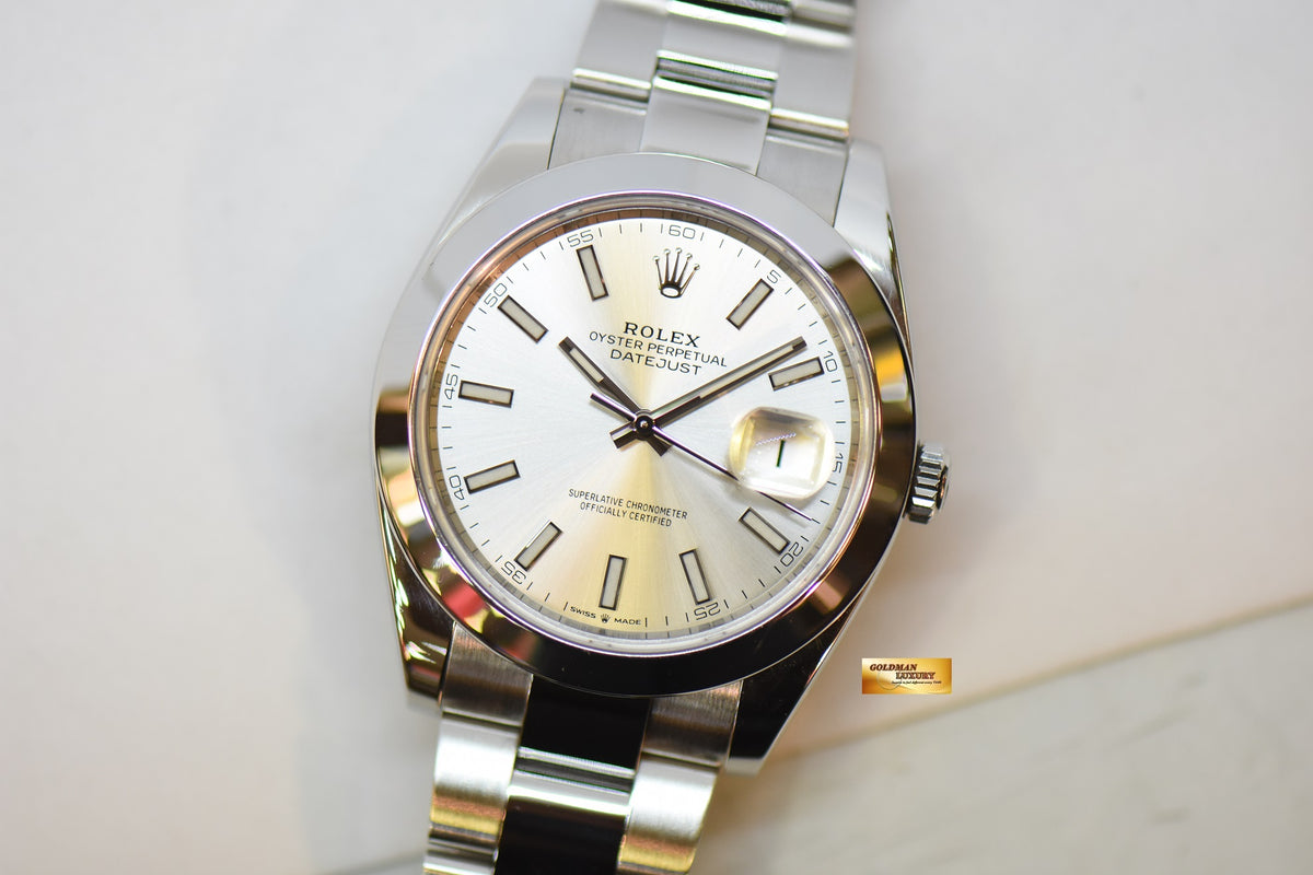 [SOLD] ROLEX OYSTER PERPETUAL DATEJUST 41mm STEEL IN OYSTER BRACELET SILVER DIAL 126300 (MINT)
