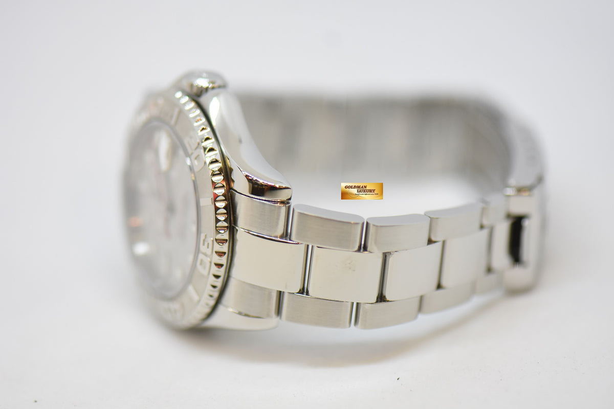 [SOLD] ROLEX OYSTER PERPETUAL YACHT-MASTER 35mm LADIES MIDSIZE STEEL IN BRACELET PLATINUM DIAL / BEZEL 168622 (MINT)