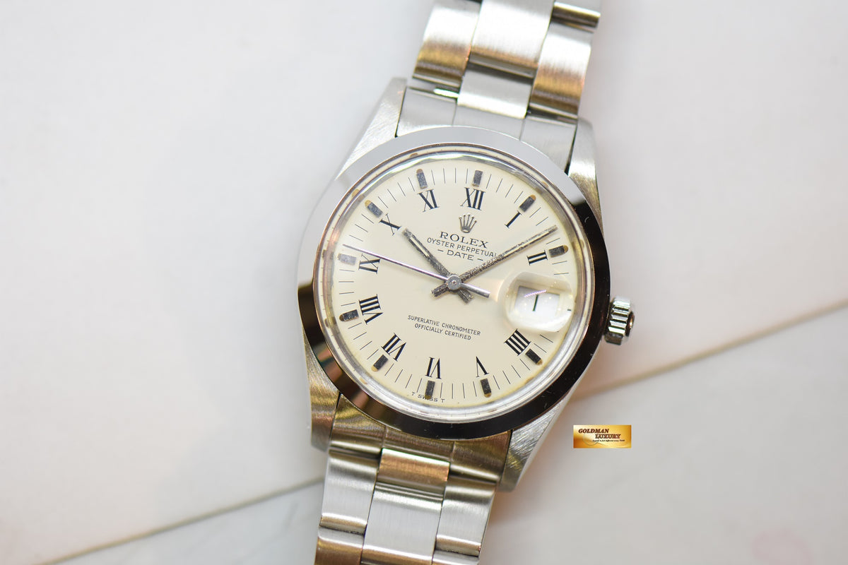 [SOLD] ROLEX OYSTER PERPETUAL DATE 34mm STEEL IN BRACELET WHITE DIAL 15000 (QUICKSET-DATE) (MINT)