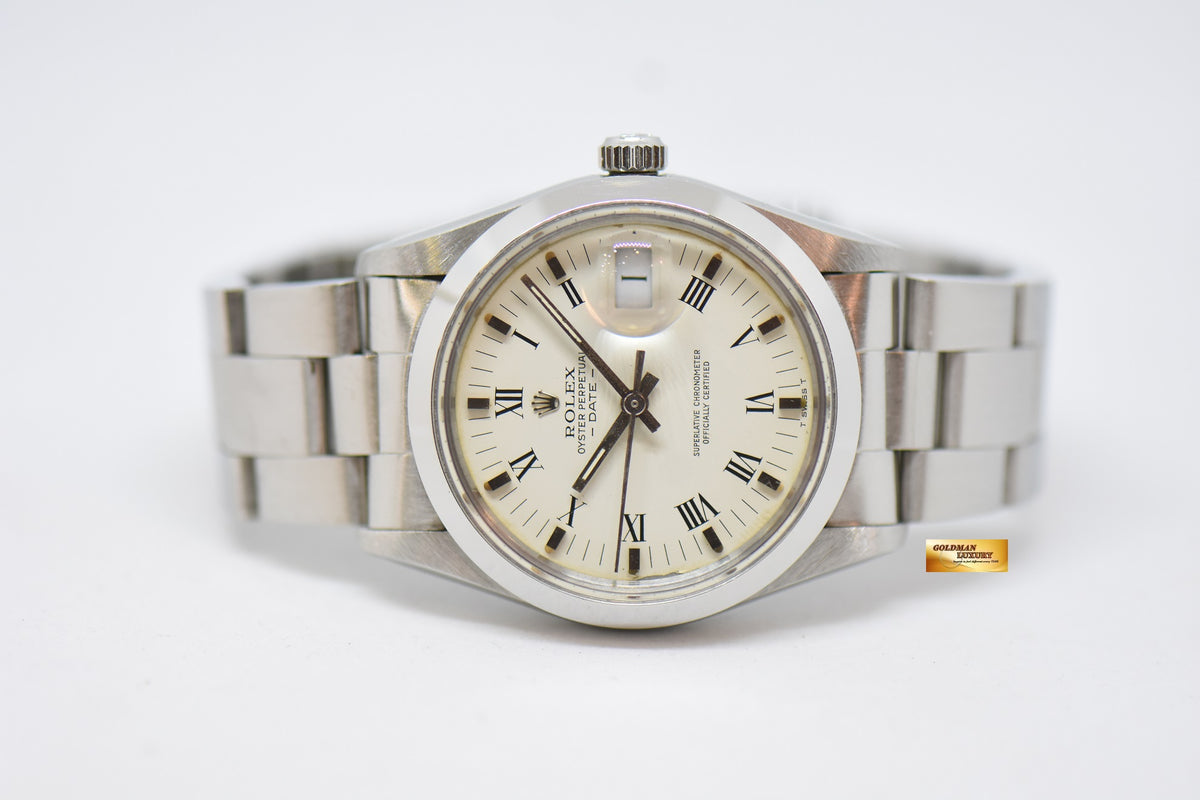 [SOLD] ROLEX OYSTER PERPETUAL DATE 34mm STEEL IN BRACELET WHITE DIAL 15000 (QUICKSET-DATE) (MINT)