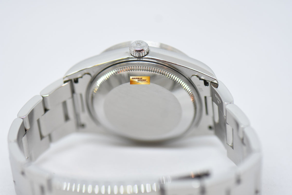 [SOLD] ROLEX OYSTER PERPETUAL DATE 34mm STEEL IN BRACELET ENGINE-TURN BEZEL SILVER DIAL 15210 (QUICKSET-DATE) (MINT)