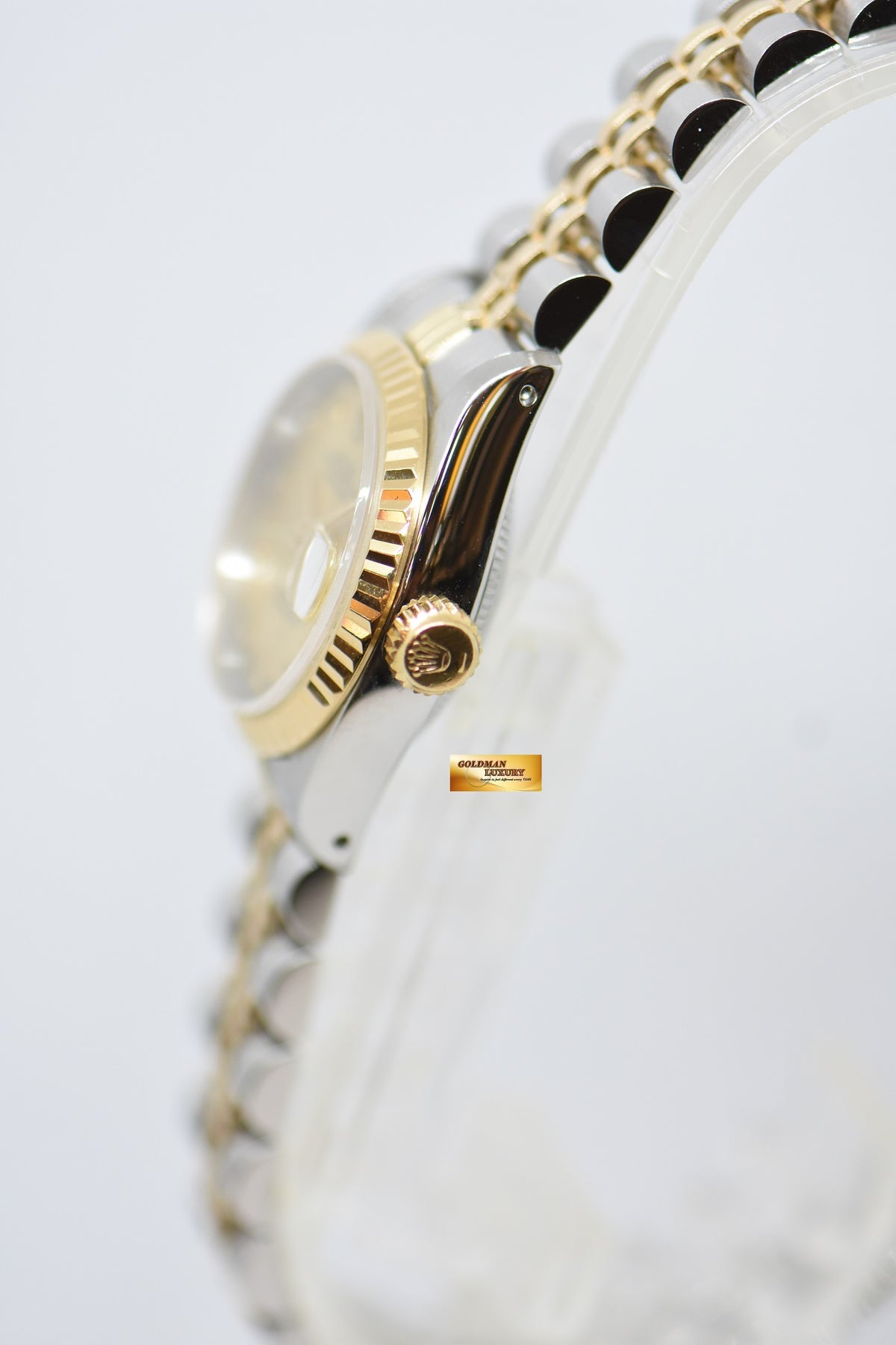 [SOLD] ROLEX OYSTER DATEJUST 26mm HALF-GOLD IN JUBILEE BRACELET GOLD ARABIC DIAL 69173 (MINT)