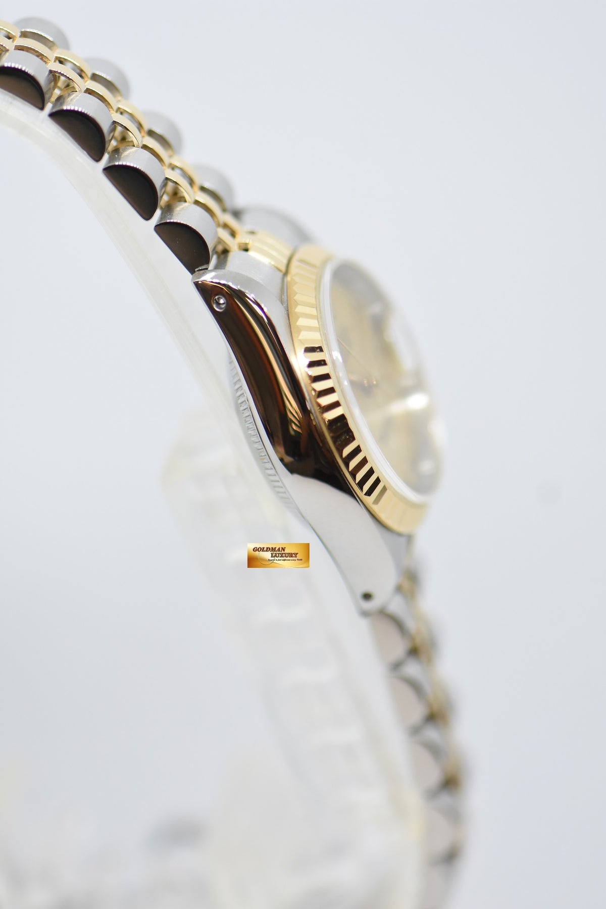 [SOLD] ROLEX OYSTER DATEJUST 26mm HALF-GOLD IN JUBILEE BRACELET GOLD ARABIC DIAL 69173 (MINT)