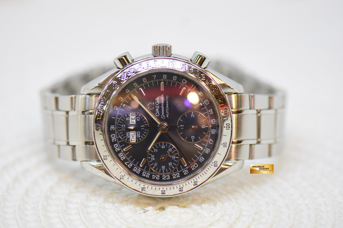 [SOLD] OMEGA SPEEDMASTER CHRONOGRAPH TRIPLE-CALENDAR 38mm STEEL IN BRACELET BLUE 3523.8000 (NEAR MINT)