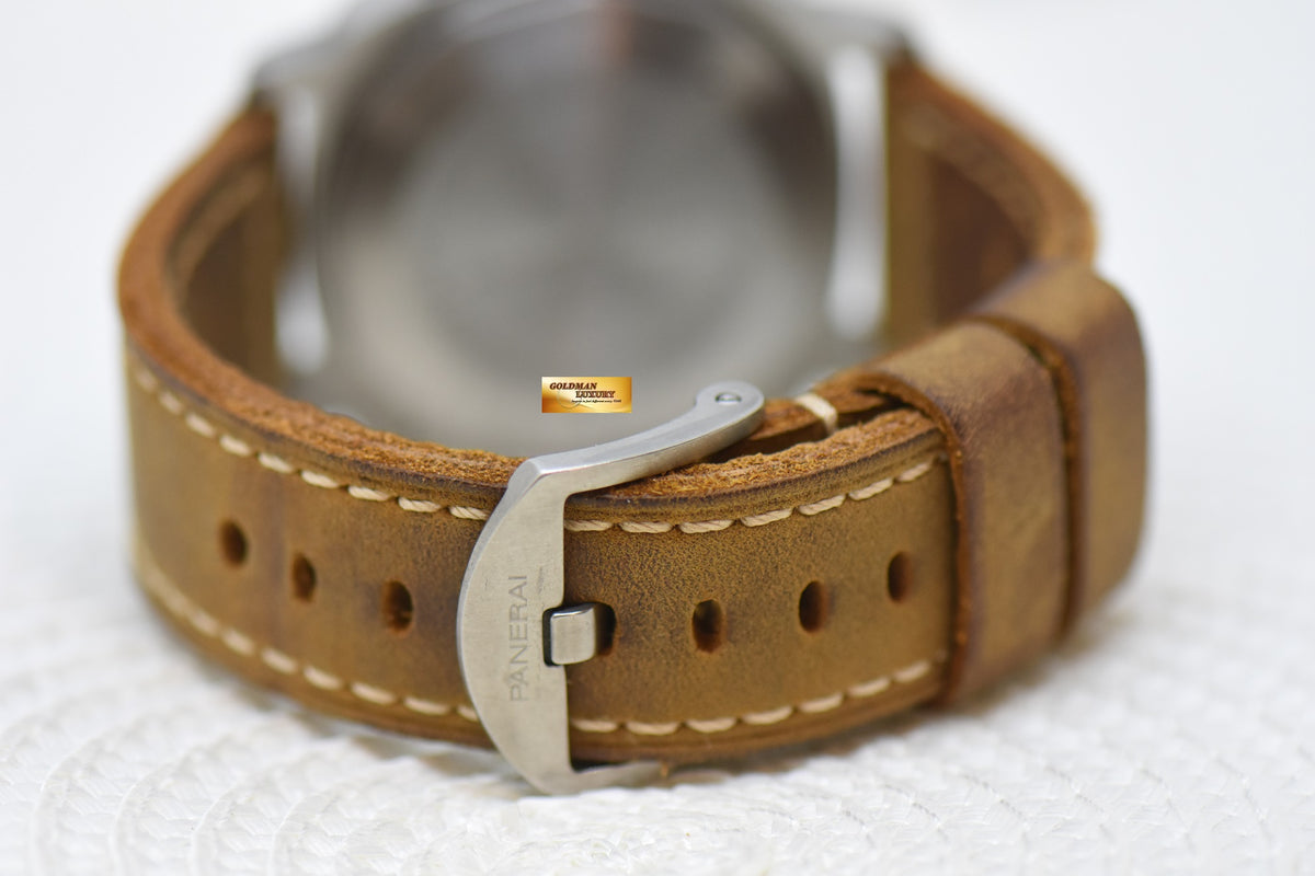 [SOLD] PANERAI LUMINOR GMT 44mm TITANIUM IN LEATHER BLUE ANTHRACITE DIAL AUTOMATIC PAM 89 (MINT)