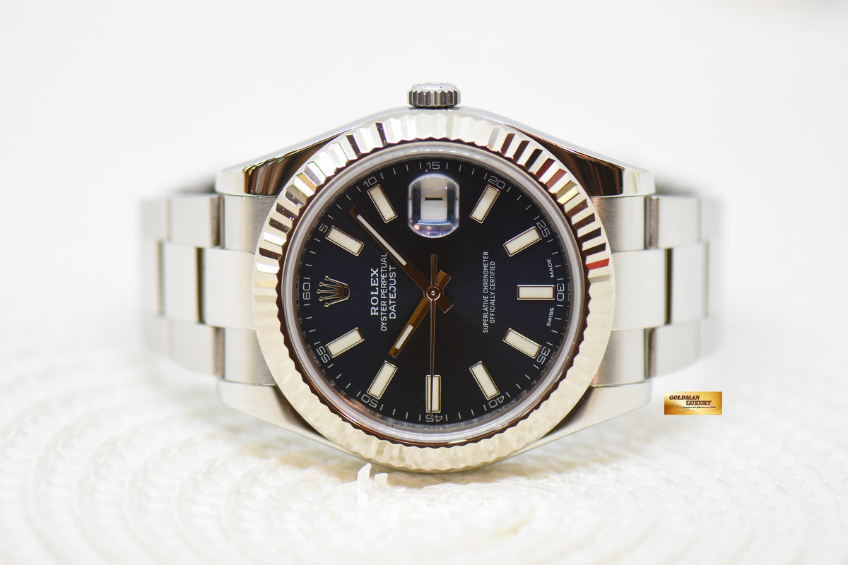 [SOLD] ROLEX OYSTER PERPETUAL DATEJUST 41mm STEEL IN OYSTER BRACELET BLUE DIAL 116334 (MINT)
