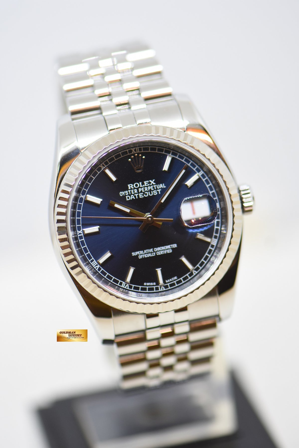 [SOLD] ROLEX OYSTER PERPETUAL DATEJUST 36mm STEEL IN JUBILEE BRACELET BLUE DIAL 116234 (MINT)