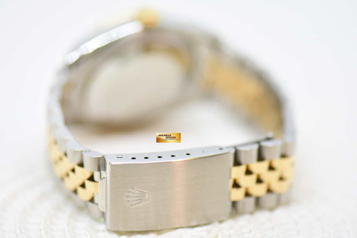 [SOLD] ROLEX OYSTER PERPETUAL DATEJUST 36mm WHITE ROMAN DIAL HALF GOLD IN JUBILEE BRACELET 16233 (MINT)