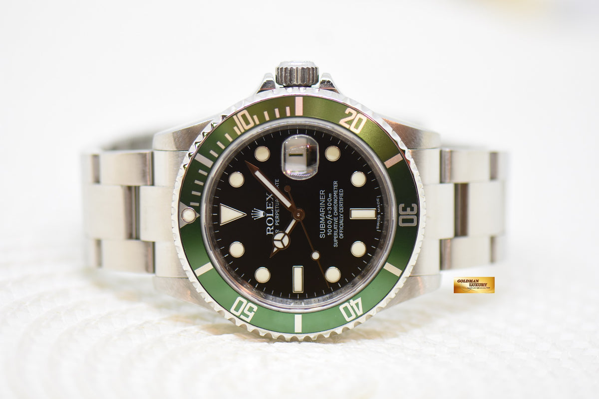 [SOLD] ROLEX OYSTER PERPETUAL SUBMARINER “KERMIT” 40mm STEEL IN BRACELET GREEN BEZEL 16610LV (MINT)