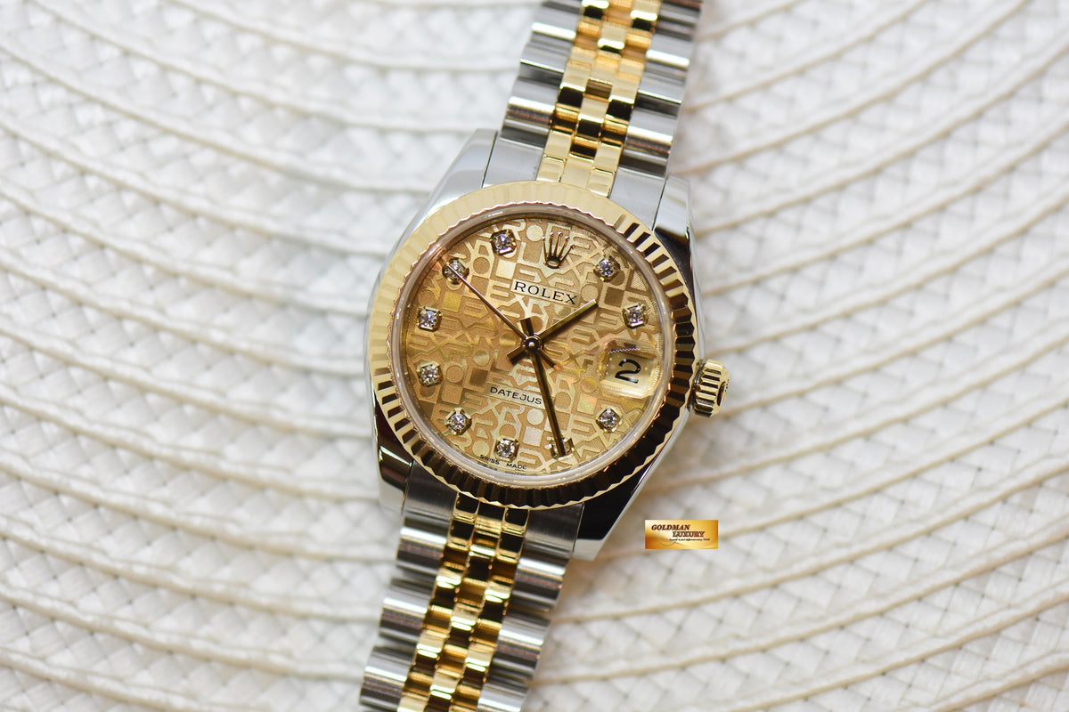 [SOLD] ROLEX OYSTER PERPETUAL DATEJUST 31mm GOLD /  STEEL IN JUBILEE BRACELET GOLD COMPUTER DIAMOND DIAL AUTOMATIC 178273 (MINT)