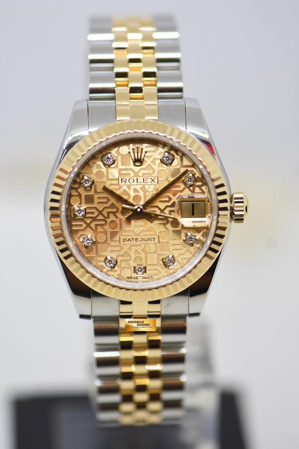 [SOLD] ROLEX OYSTER PERPETUAL DATEJUST 31mm GOLD /  STEEL IN JUBILEE BRACELET GOLD COMPUTER DIAMOND DIAL AUTOMATIC 178273 (MINT)