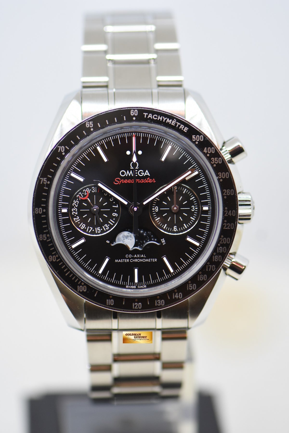[SOLD] OMEGA SPEEDMASTER MOONPHASE CHRONOGRAPH 44.25mm STEEL IN BRACELET BLACK 304.30.44.52.01.001 (MINT)