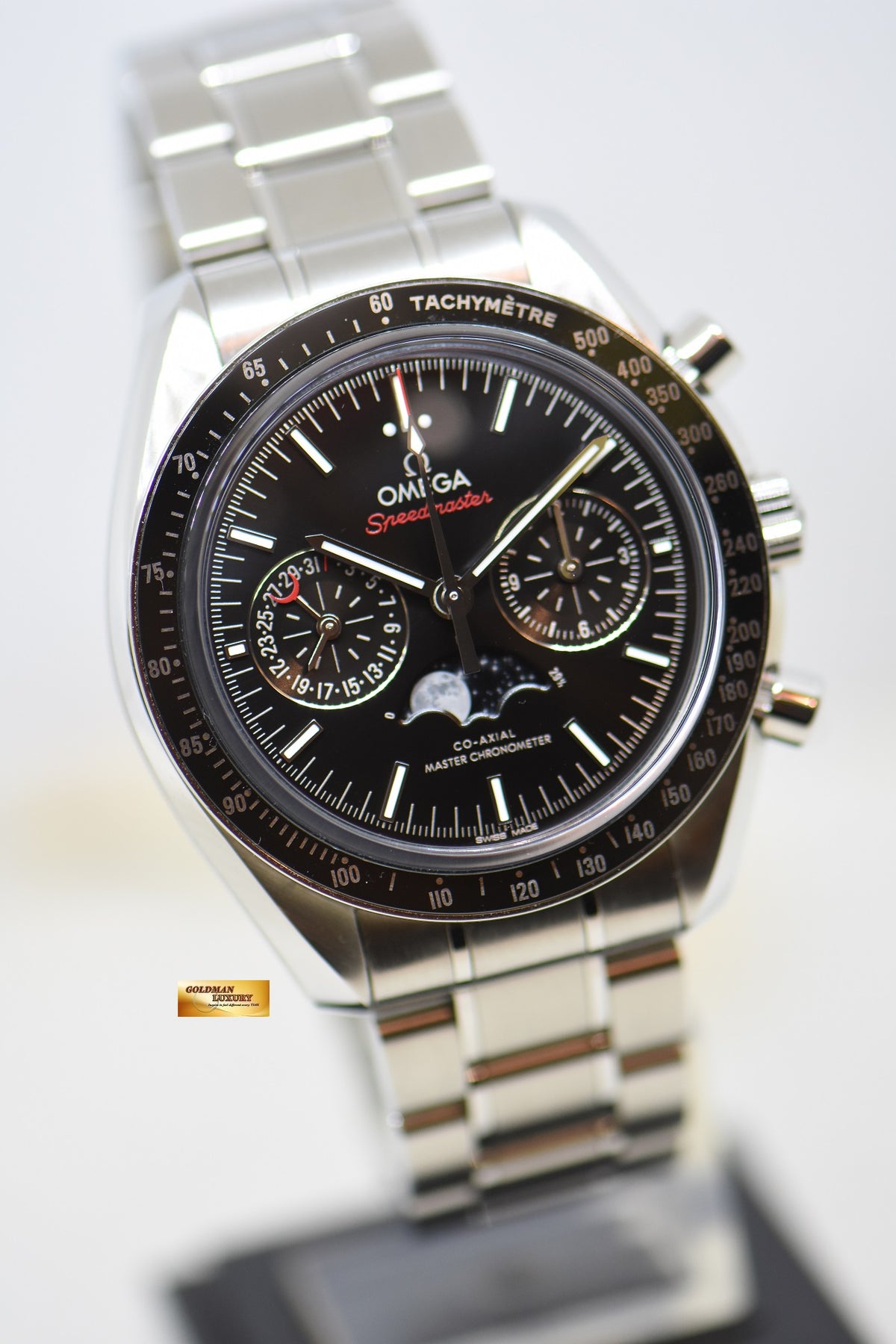 [SOLD] OMEGA SPEEDMASTER MOONPHASE CHRONOGRAPH 44.25mm STEEL IN BRACELET BLACK 304.30.44.52.01.001 (MINT)