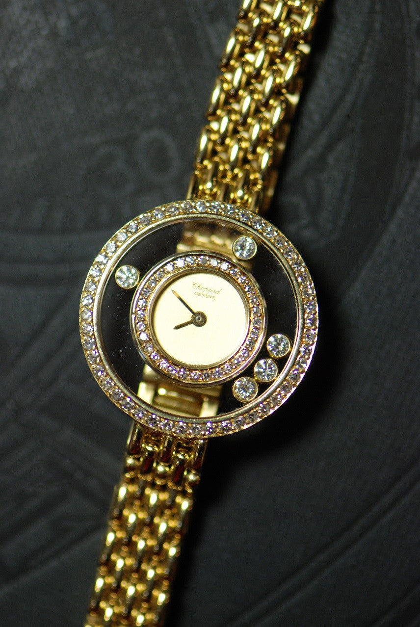 [SOLD] CHOPARD HAPPY DIAMOND LADIES 18K GOLD w/BRACELET QUARTZ (MINT)