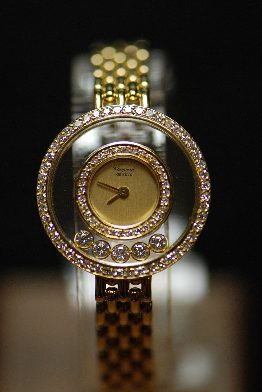 [SOLD] CHOPARD HAPPY DIAMOND LADIES 18K GOLD w/BRACELET QUARTZ (MINT)