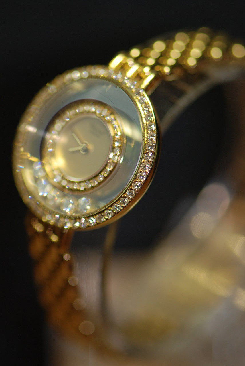 [SOLD] CHOPARD HAPPY DIAMOND LADIES 18K GOLD w/BRACELET QUARTZ (MINT)