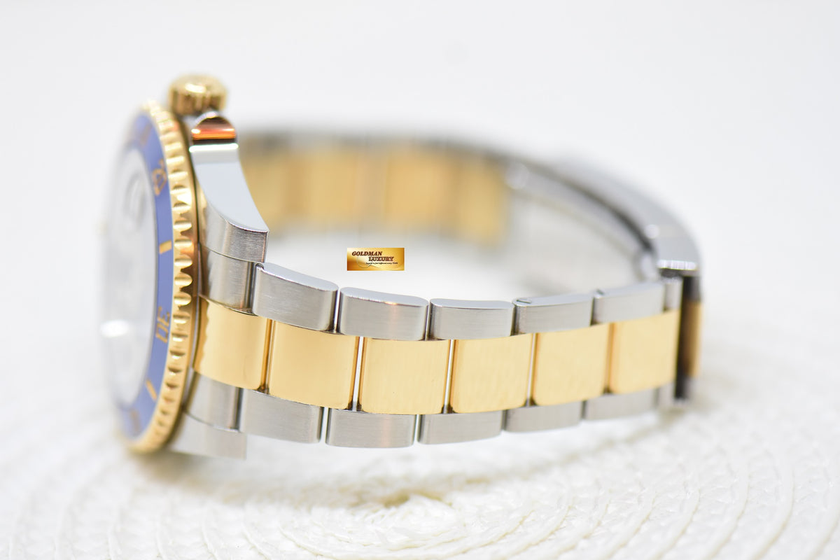 [SOLD] ROLEX OYSTER PERPETUAL SUBMARINER BLUE 40mm HALF-GOLD IN BRACELET SUNBURST BLUE CERAMIC BEZEL 116613LB (MINT)